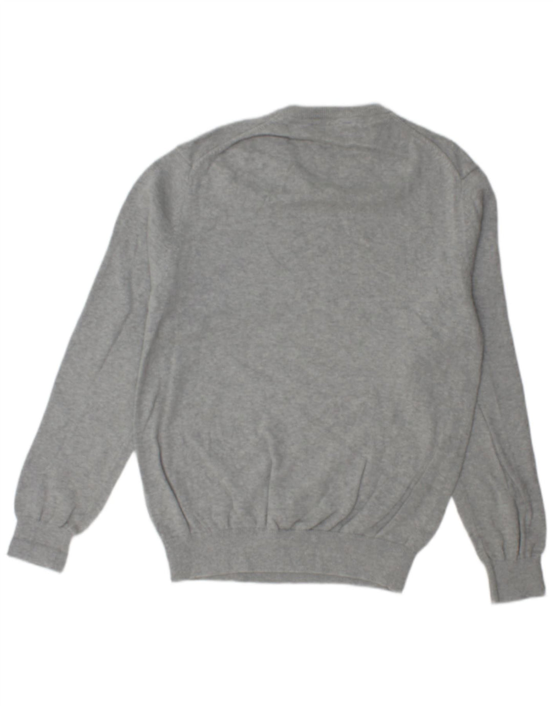 CREW CLOTHING Męski sweter z dekoltem w kształcie litery V, średnioszary, bawełniany w cętki