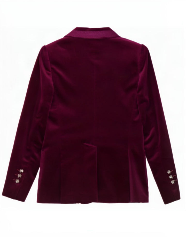Massimo Dutti Damska marynarka zapinana na 2 guziki, aksamitna, EU 36 XS, bordowa bawełna