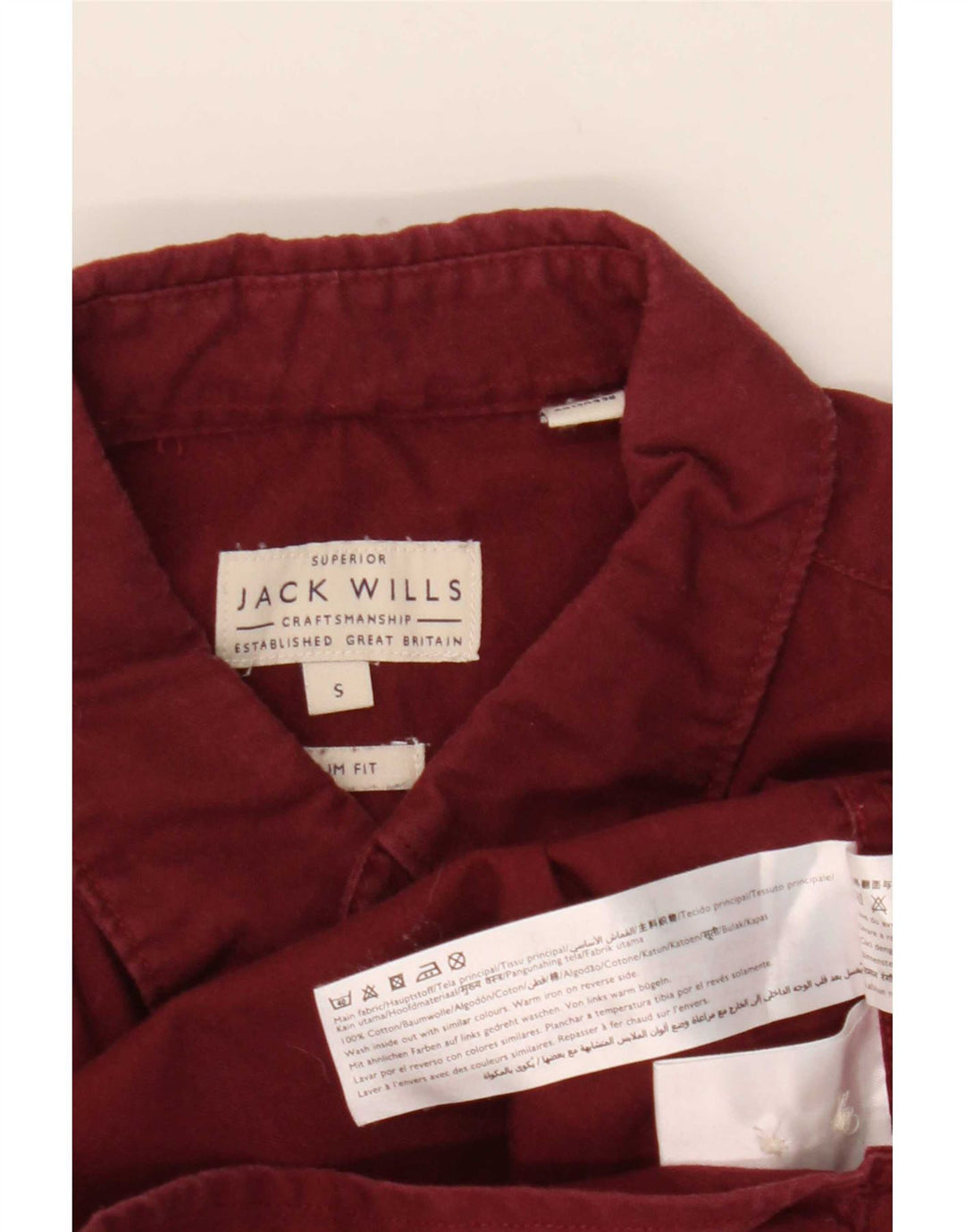 Koszula męska Jack Wills o dopasowanym kroju, mała, bordowa, bawełniana