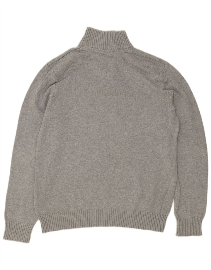 Crew Clothing Męski sweter zapinany na guziki, duży, szary, bawełniany