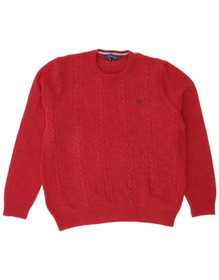 Crew Clothing Męski sweter z golfem, duży, czerwony, z owczej wełny