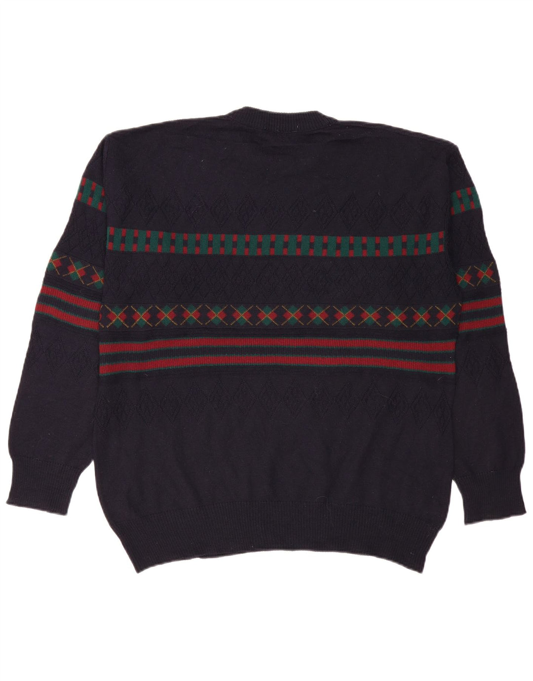 Męski sweter z golfem VINTAGE IT 50, duży, granatowy, geometryczny