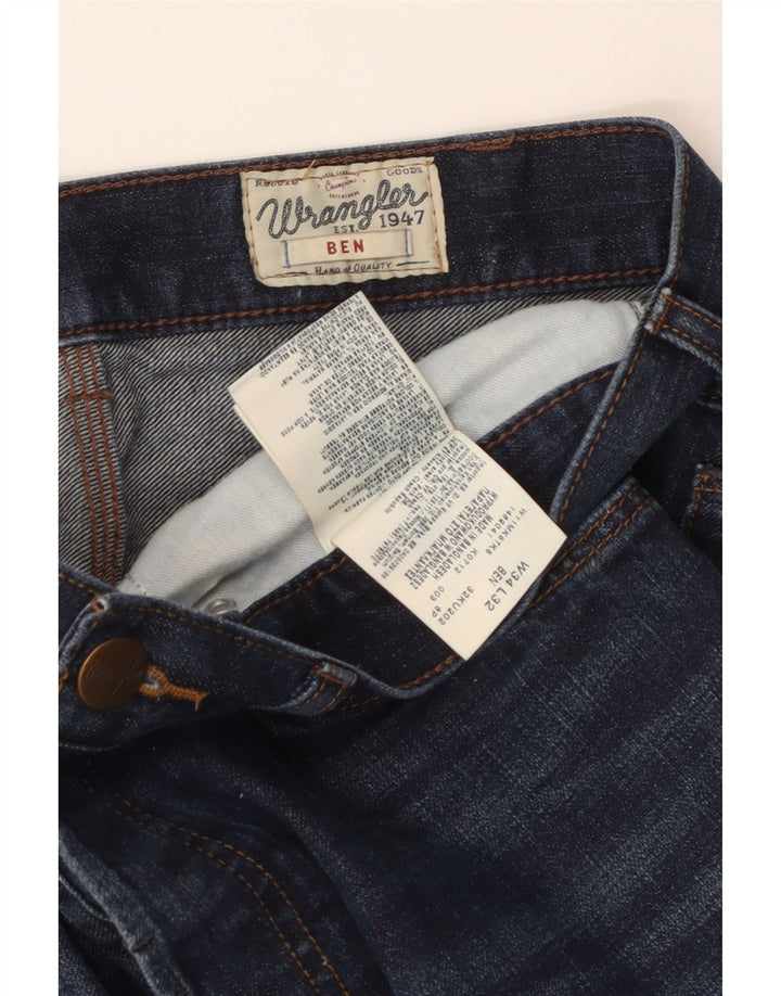 Wrangler Męskie Ben Straight Jeansy W34 L32 Niebieskie bawełniane