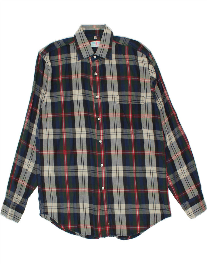 BALLOON Mens Flannel Shirt Size 15 3/4 40 Medium Navy Blue Check Cotton Vintage Balloon and Second-Hand Balloon from Messina Hembry 