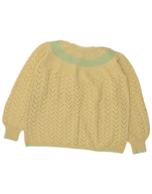 Sweter damski w stylu vintage, rozpinany UK 16, duży, żółty