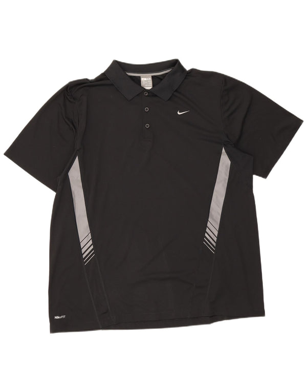 Męska koszulka polo Nike UK 47/48 2XL Czarny poliester z blokami kolorów