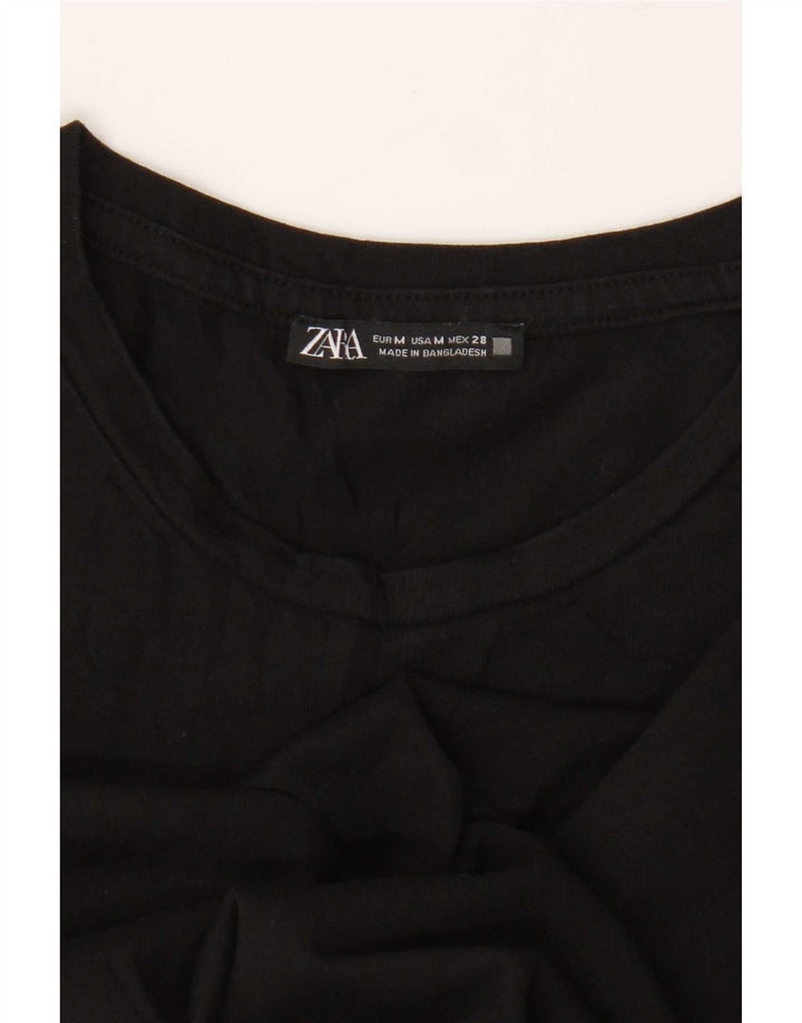 Damski T-shirt Zara Crop Top UK 12 Średni Czarny