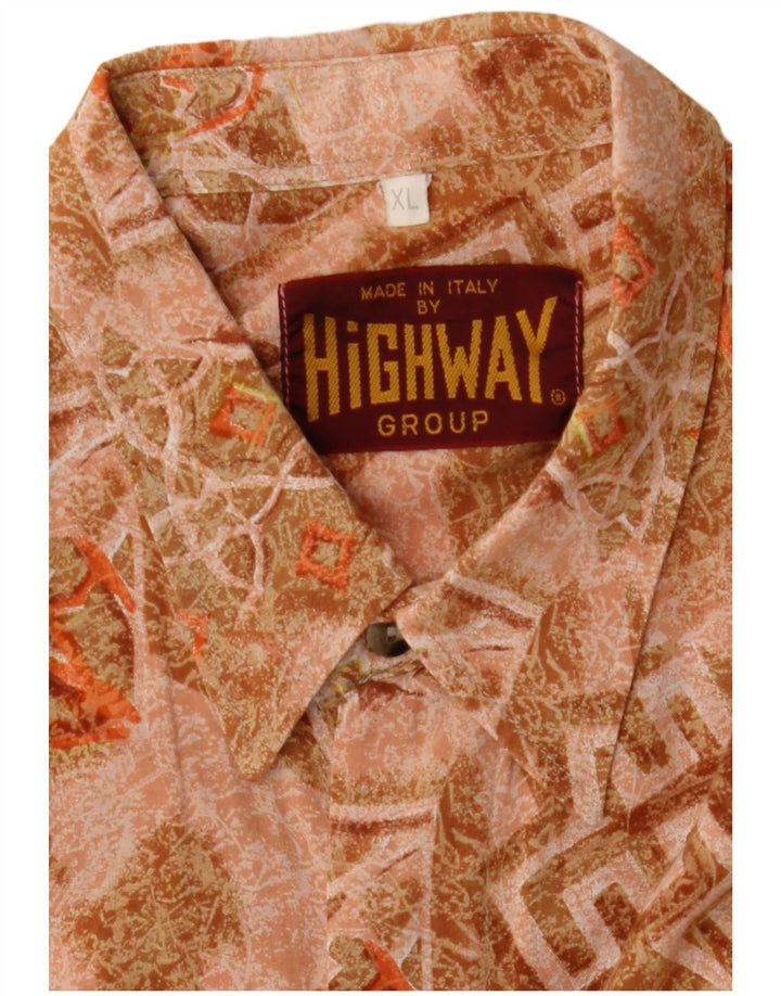 Koszula męska Vintage XL, brązowa, geometryczna