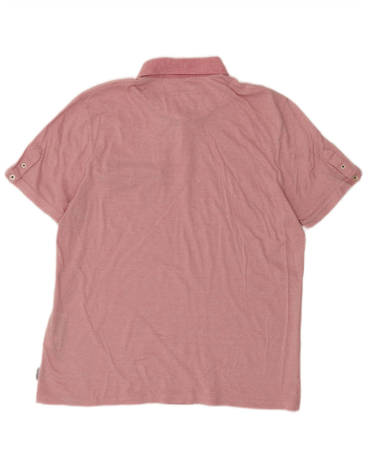 Męska koszulka polo Ted Baker, rozmiar 4, duża, różowa, bawełniana w jodełkę