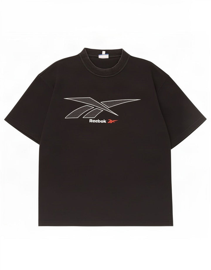 Męska koszulka z grafiką Reebok Top, średnia czarna, bawełniana