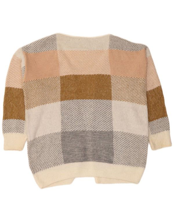 Damski sweter oversize Topshop UK 14, średni beż, akryl w kratkę