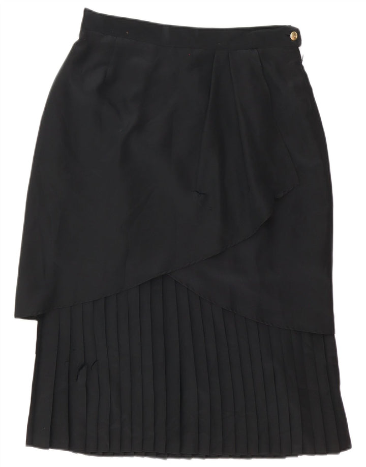 Damska plisowana spódnica midi w stylu vintage UK 14 Medium W30 Czarny poliester