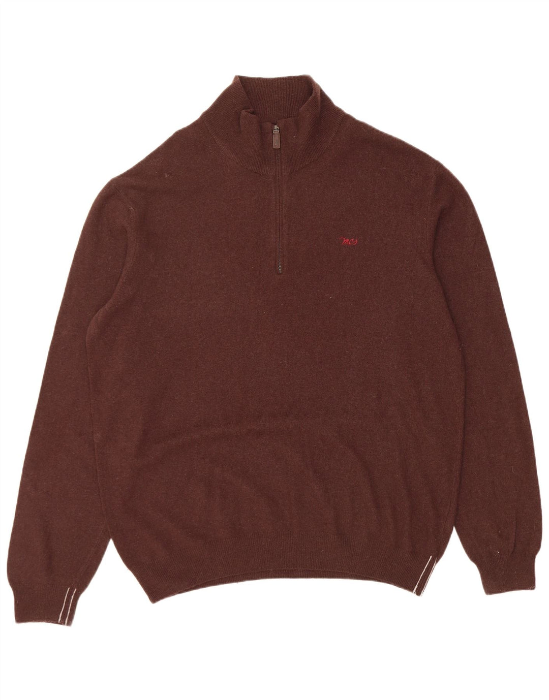 Marlboro Classics Męski sweter z zamkiem błyskawicznym 2XL Brązowa wełna