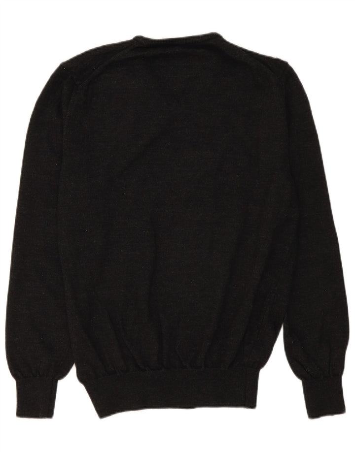 Męski sweter Calvin Klein z dekoltem w kształcie litery V, duży, czarny, z wełny merynosów