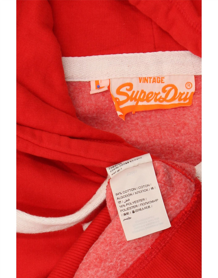 SUPERDRY Damski sweter z kapturem z grafiką UK 16, duży, czerwony, bawełniany