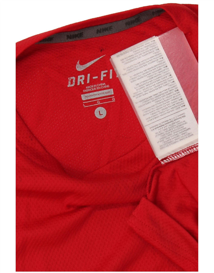 Męski T-shirt Nike Dri Fit, duży, czerwony, poliestrowy blok kolorów
