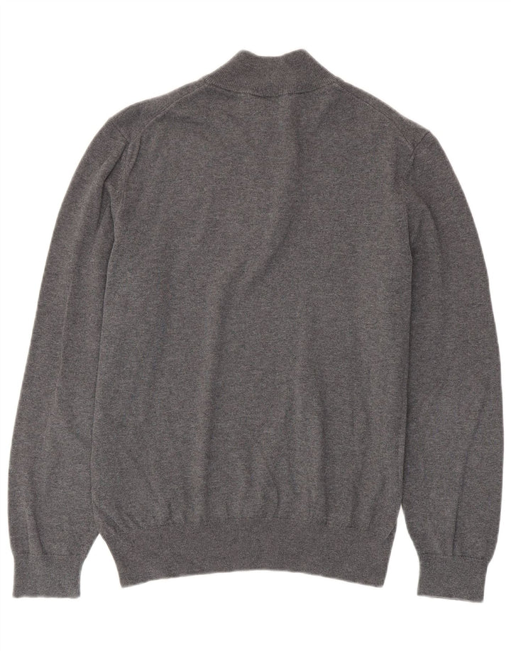 Męski sweter z zamkiem błyskawicznym Hugo Boss, mały, szary, bawełniany