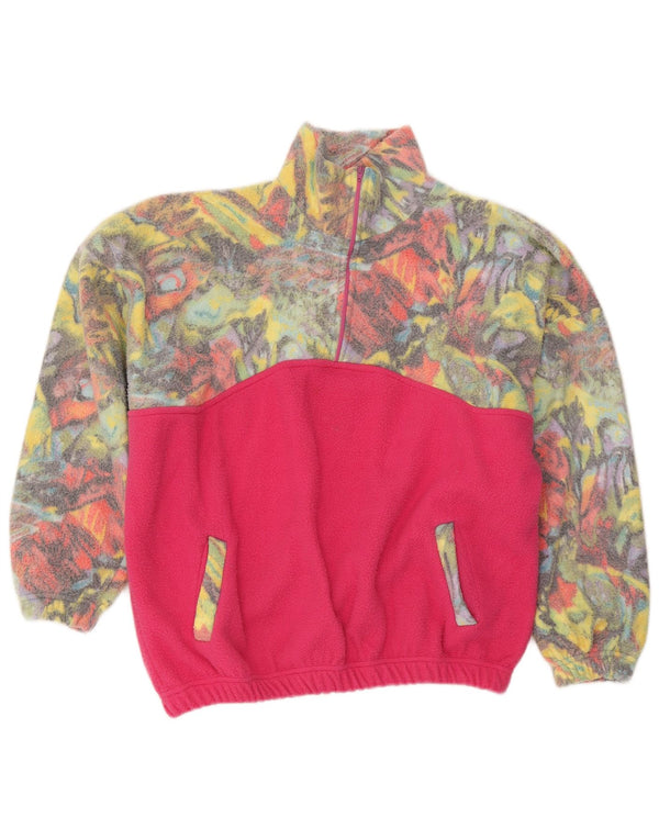 Damski sweter polarowy w stylu vintage z abstrakcyjnym wzorem UK 20 2XL Różowy blok kolorów