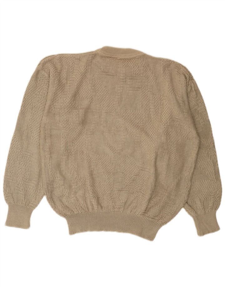 Sweter męski z okrągłym dekoltem w stylu vintage IT 54 XL, beżowy