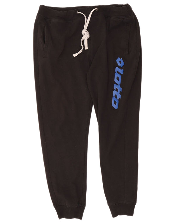 Damskie spodnie dresowe Lotto Graphic Joggers UK 16, duże, czarne, bawełniane