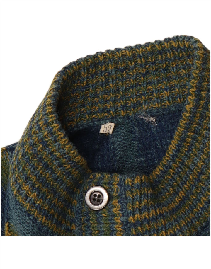 Vintage męski sweter kardigan IT 52 w dużą niebieską kratkę