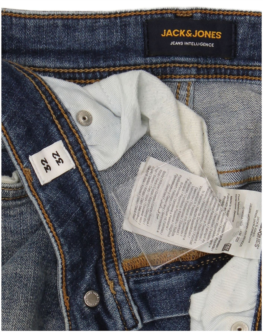 JACK & JONES Męskie jeansy slim W32 L32 Niebieski poliester