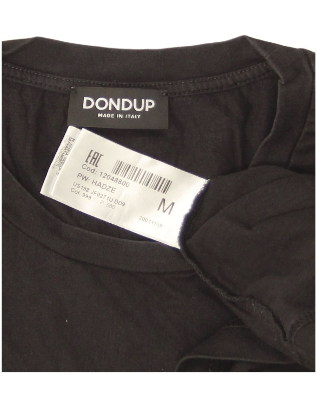 Dondup Męski T-shirt Top Średni Czarny Bawełniany