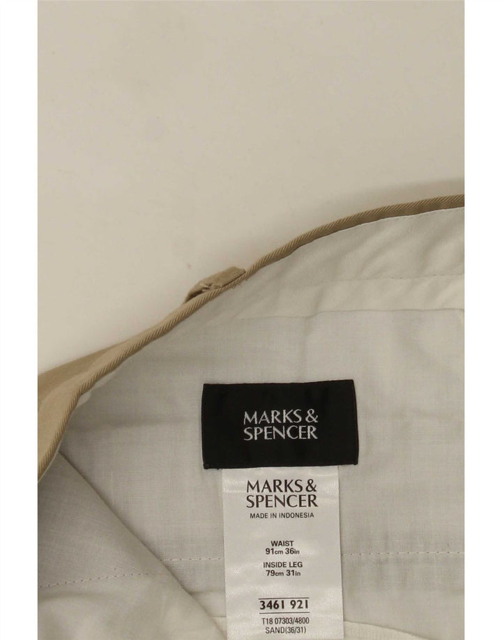 Marks & Spencer Męskie spodnie garniturowe W36 L31 Beżowy poliester