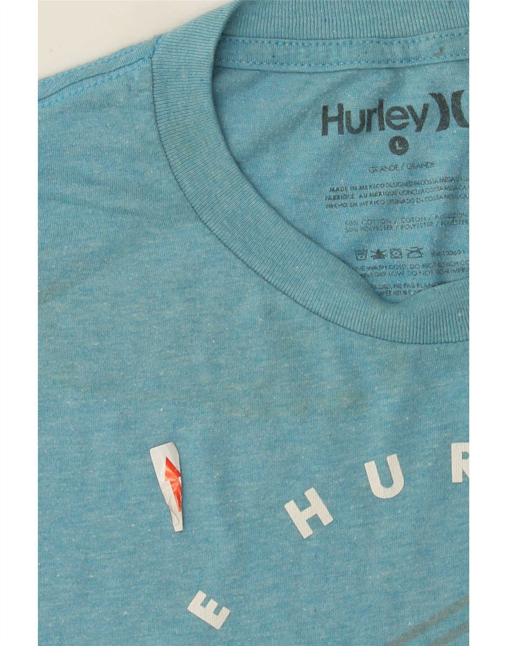 Męski T-shirt z grafiką Hurley, duży, niebieski, bawełniany