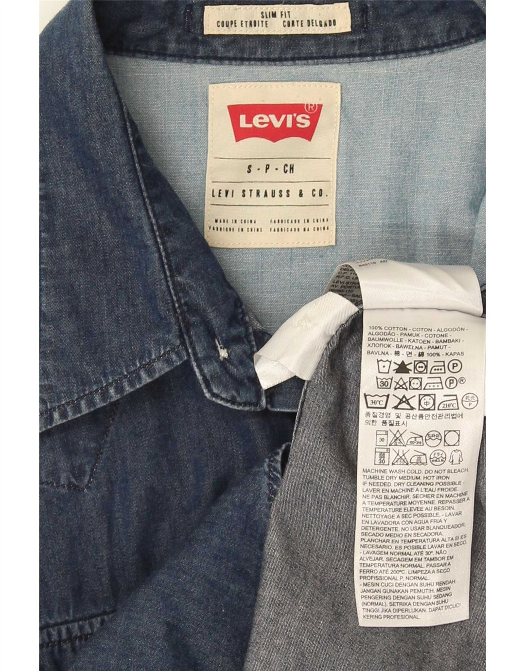 Męska koszula dżinsowa Levi's Slim Fit, mała, granatowa, bawełniana