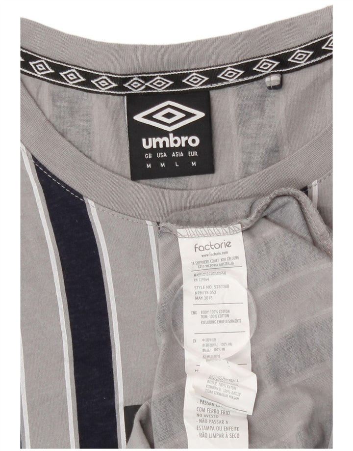 Męski graficzny top Umbro z długim rękawem, średnioszary, bawełniany w paski