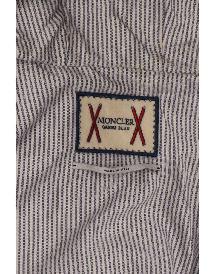 Męska ocieplana kurtka z kapturem Moncler, rozmiar 3, duża, szara, z blokami kolorów
