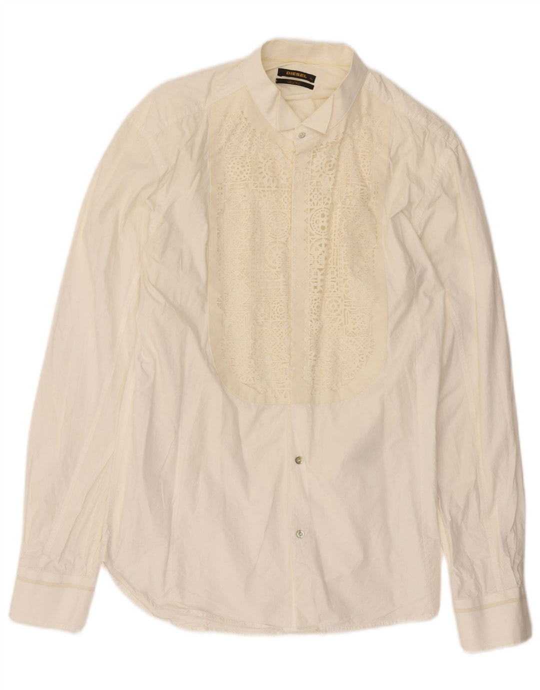 Koszula męska smokingowa DIESEL XL, biała, geometryczna bawełna