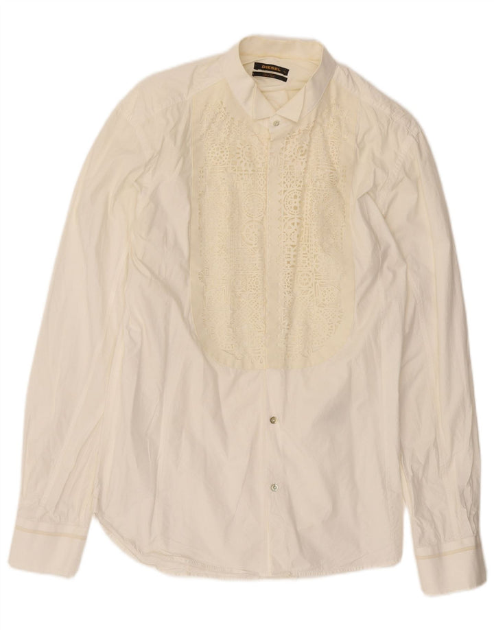 Koszula męska smokingowa DIESEL XL, biała, geometryczna bawełna