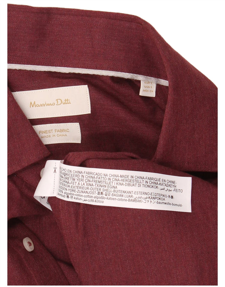 Koszula męska Massimo Dutti, mała, bordowa, bawełniana