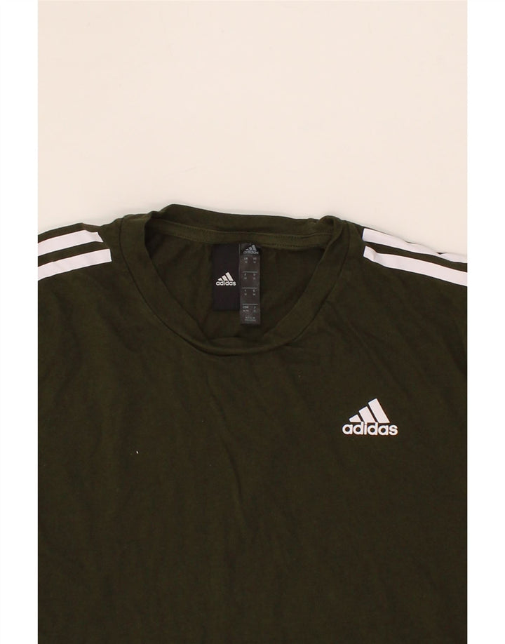 ADIDAS Womens T-Shirt Top UK 14 Medium Green Viscose Vintage Adidas and Second-Hand Adidas from Messina Hembry 