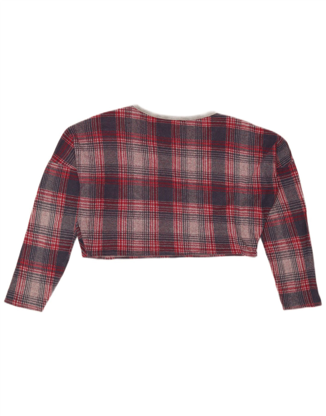 Topshop damski krótki top oversize z długim rękawem, UK 8, mały, czerwony w pepitkę