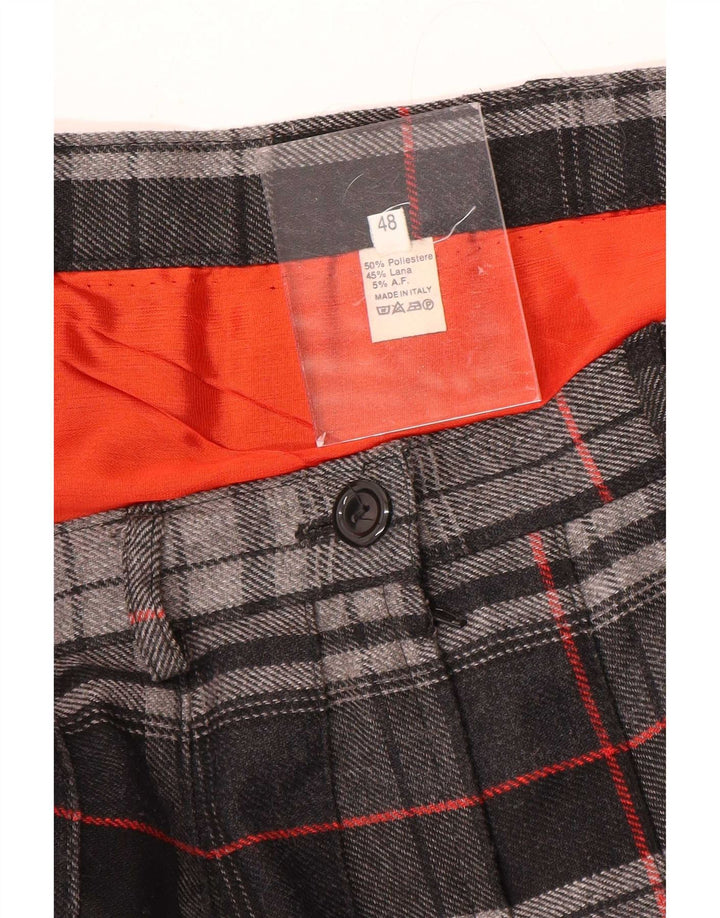 Plisowana spódnica damska w stylu vintage W30 Średni szary poliester w kratkę