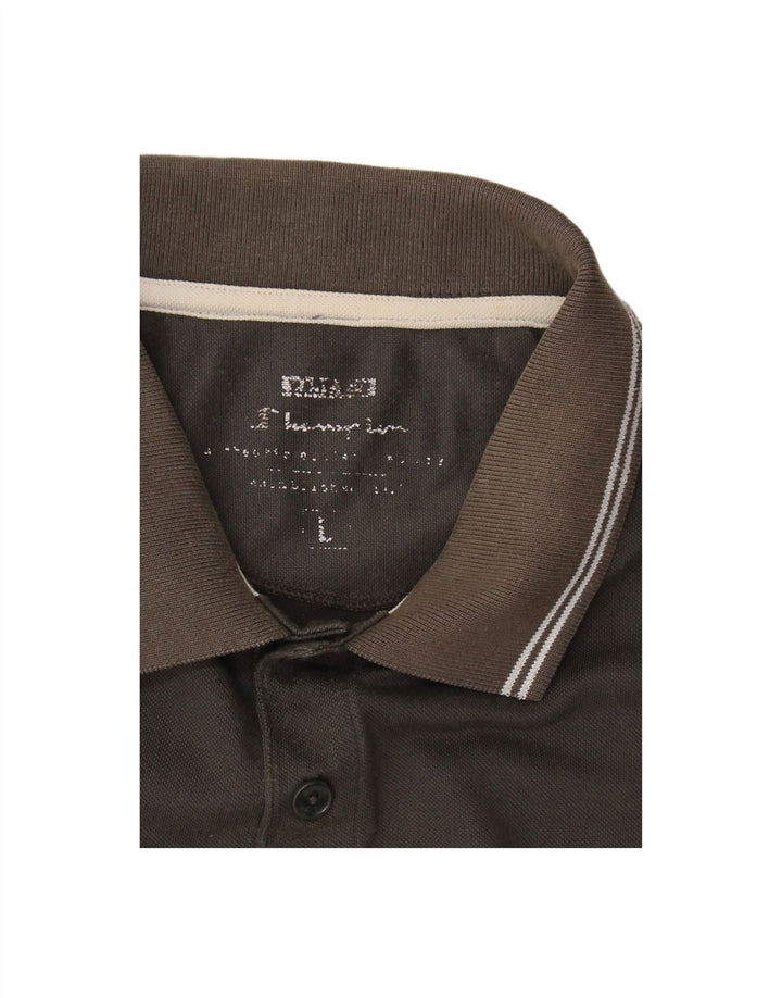 CHAMPION Mens Polo Shirt Large Grey Cotton