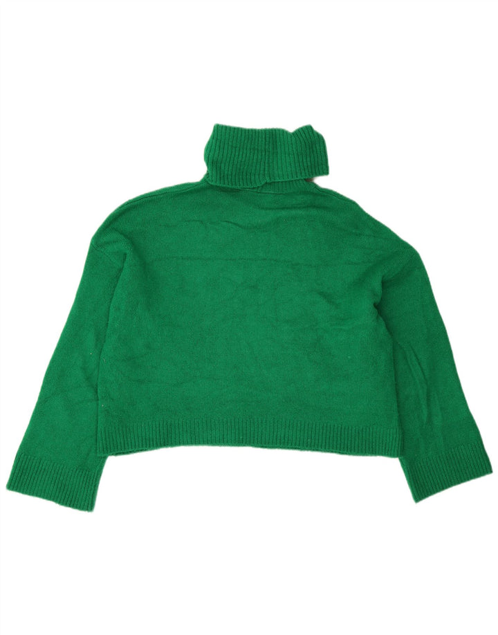 Damski sweter Zara Crop Oversize z golfem UK 10 Small Green