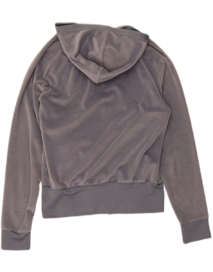 ADIDAS Womens Velour Zip Hoodie Sweater UK 14 Medium  Grey Polyester Vintage Adidas and Second-Hand Adidas from Messina Hembry 