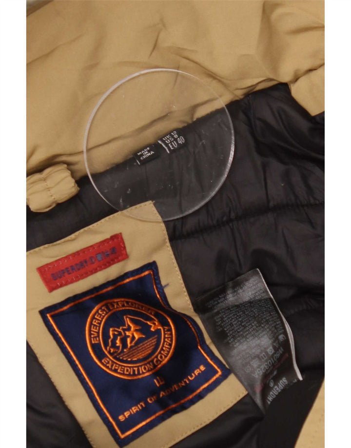 Damska kurtka parka z kapturem Superdry UK 12, średni beż, poliester