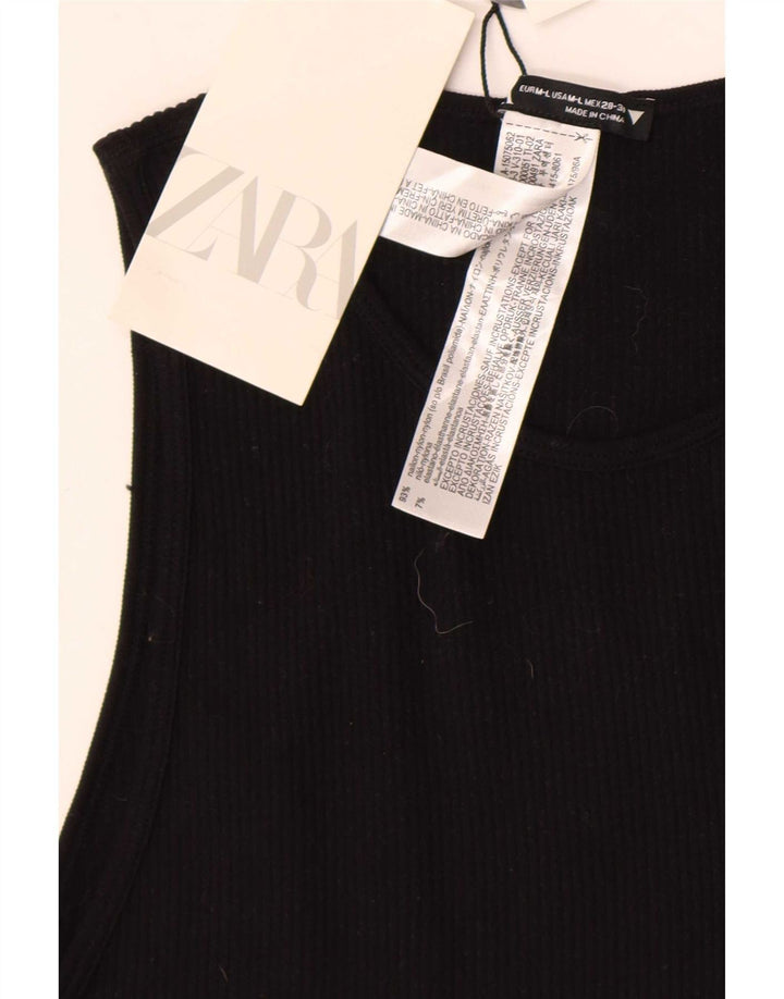 Damski krótki top Zara UK 12, średni czarny nylon