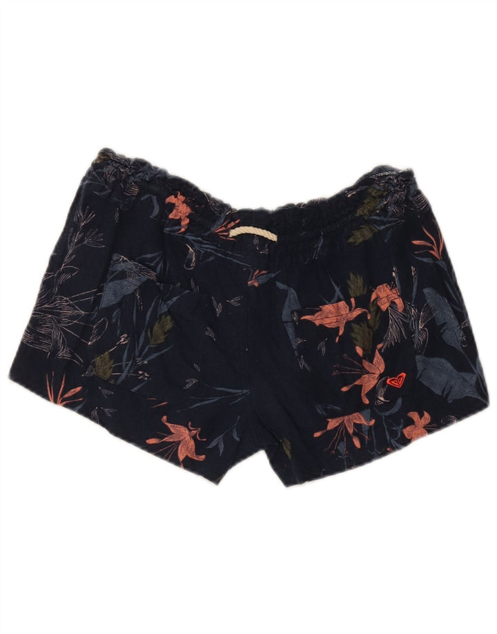 Damskie spodenki codzienne Roxy małe W27 granatowe w kwiaty, len