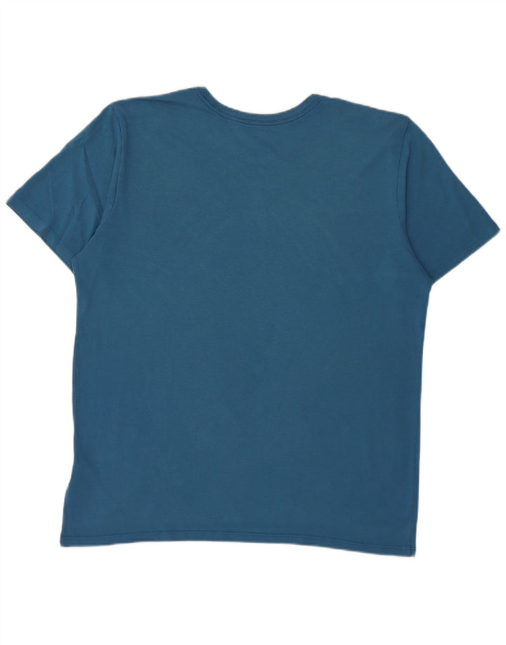 Męski T-shirt NIKE o sportowym kroju z grafiką, duży, niebieski, bawełniany