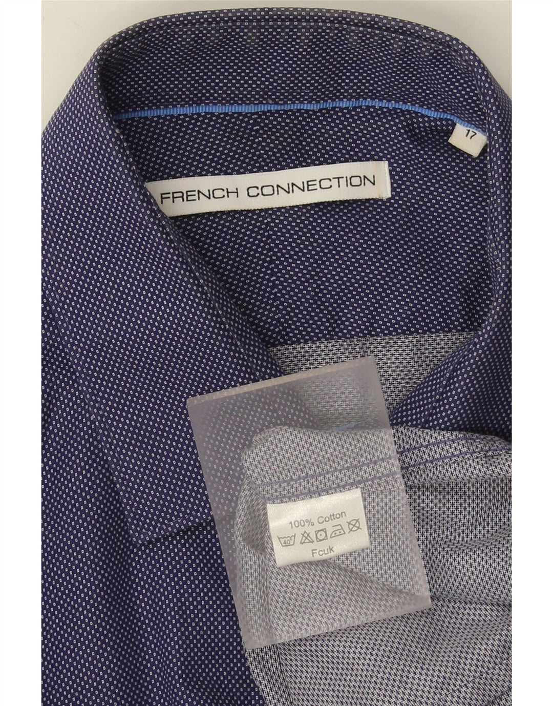 Koszula męska French Connection, rozmiar 17 XL, bawełniana w granatowe cętki