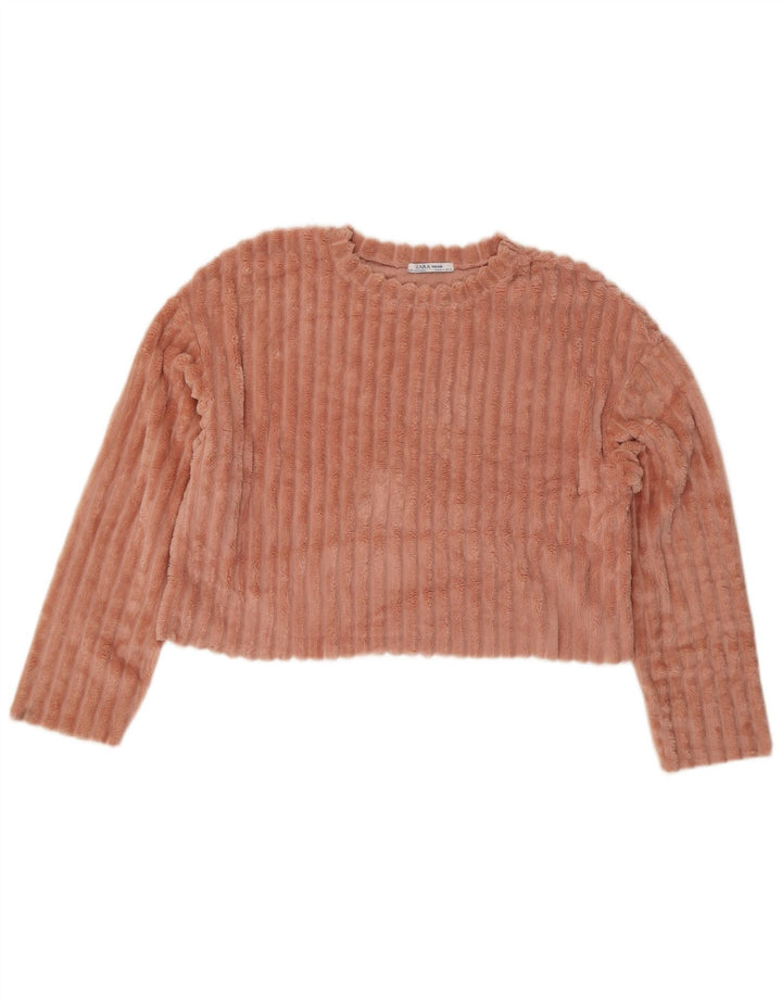 Bluzka damska Zara Crop Velour Oversize Top UK 10 Small Pink Polyester