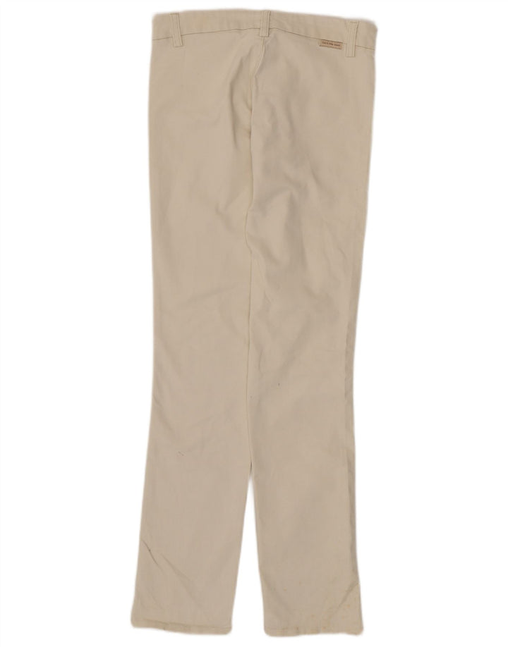 CALVIN KLEIN Damskie proste spodnie na co dzień W27 L30 Złamana biała bawełna