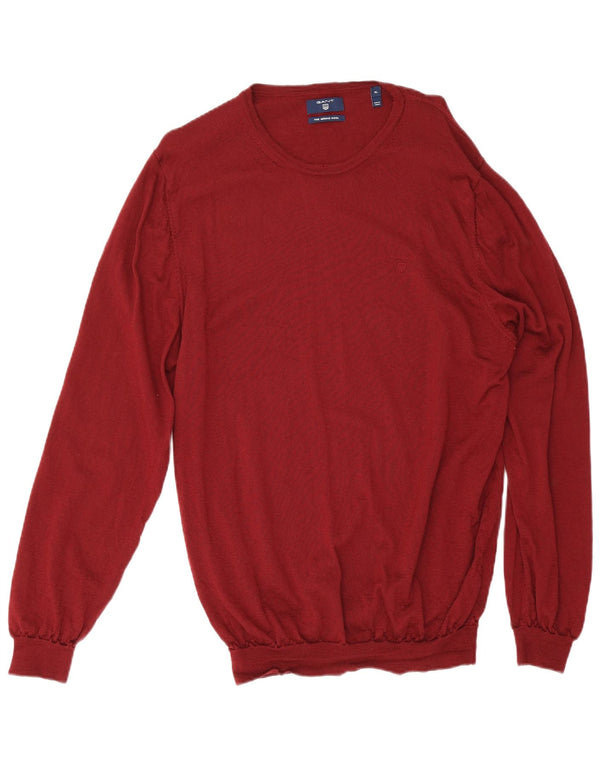 Męski sweter Gant z dekoltem w łódkę XL, bordowa wełna merynosów