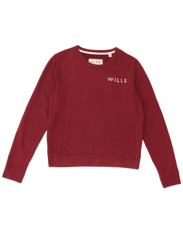 JACK WILLS Damski sweter o krótkim kroju, UK 12, średni bordowy bawełniany